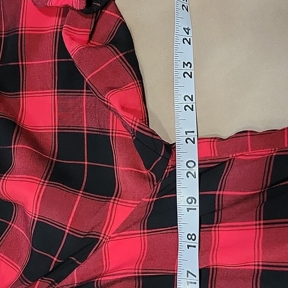 Loft Size L Red & Black Plaid Popover Top, Long Sleeve, Gently Used Condition - Picture 7 of 13